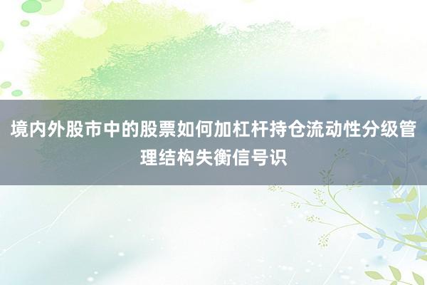 境内外股市中的股票如何加杠杆持仓流动性分级管理结构失衡信号识