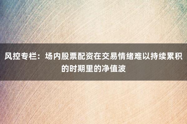 风控专栏：场内股票配资在交易情绪难以持续累积的时期里的净值波