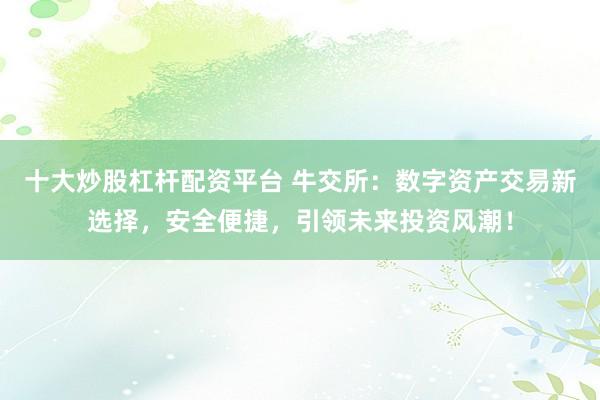 十大炒股杠杆配资平台 牛交所：数字资产交易新选择，安全便捷，引领未来投资风潮！