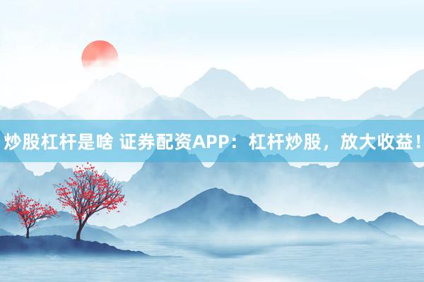 炒股杠杆是啥 证券配资APP：杠杆炒股，放大收益！